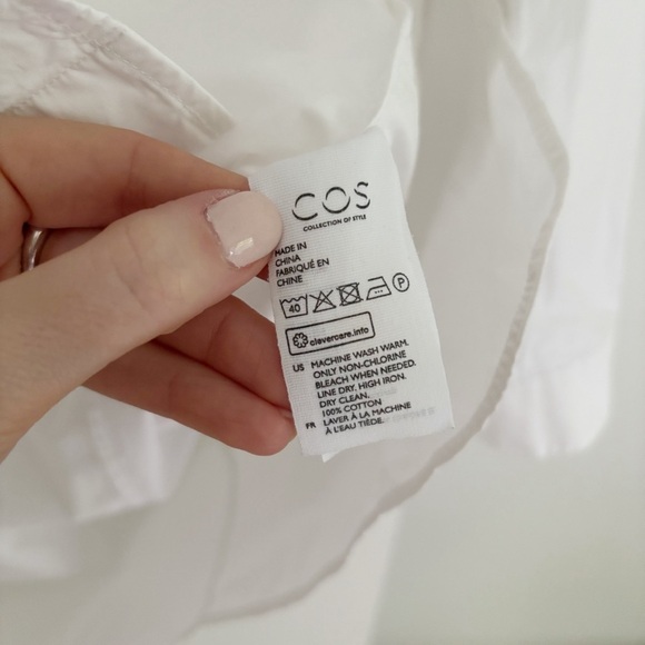 COS Mandarin Collar Shirt Dress White Size 10 Cotton Long Sleeve - Picture 5 of 6
